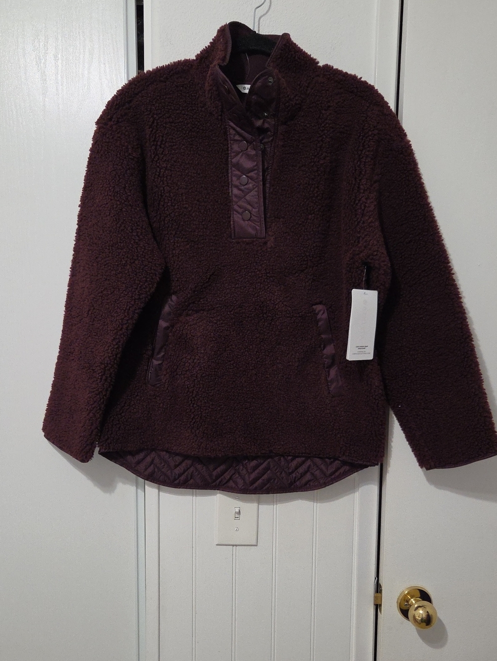 Athleta Plush Sherpa Pullover Jacket in Deep Burgundy